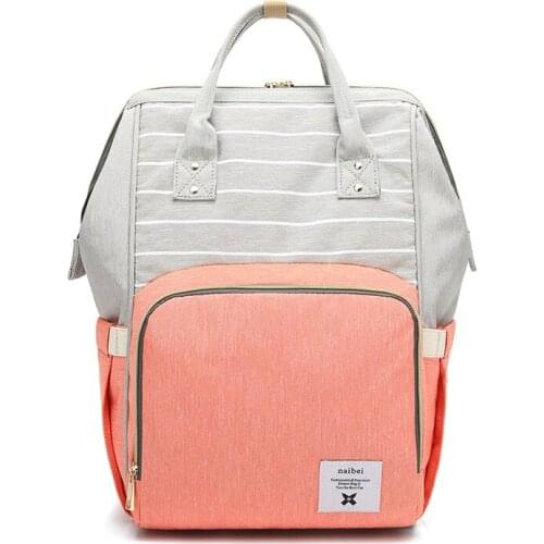 Mommy Bag Multifunctional Striped Mother and Baby Bag Fashion Outing Backpack Large Capacity Light and Simple