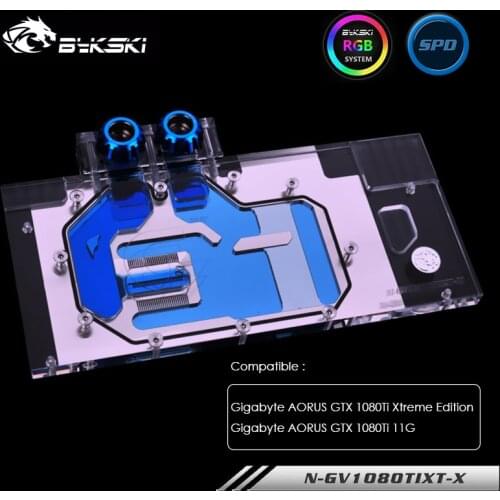 BYKSKI Water Block use for GIGABYTE AORUS GTX 1080Ti Xtreme Edition/GV-N108TAORUS-11GD/Full Cover Graphics Card Copper Radiator