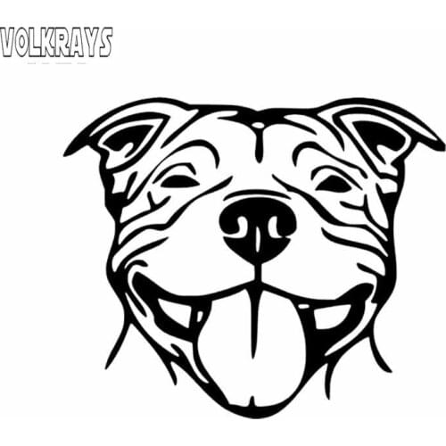 Volkrays Personality Car Sticker Staffy Staffordshire Bull Terrier Staffie Dog Accessories Vinyl Decal Black/Silver,12cm*15cm
