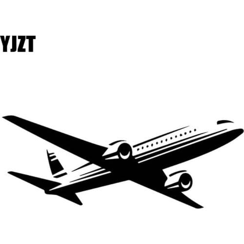 YJZT 15.7CM*6.1CM Beautiful Aircraft Delicate Decorative Vinyl Decal Car Sticker Dazzling Black/Silver C27-1103