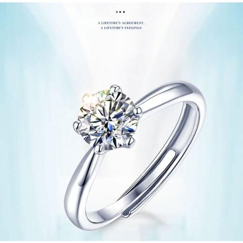 UMQ Classic Moissanite Ring 925 Silver D Color Pass Test Diamond Excellent Cut 1 Ct Moissanites Engagement Rings for Women