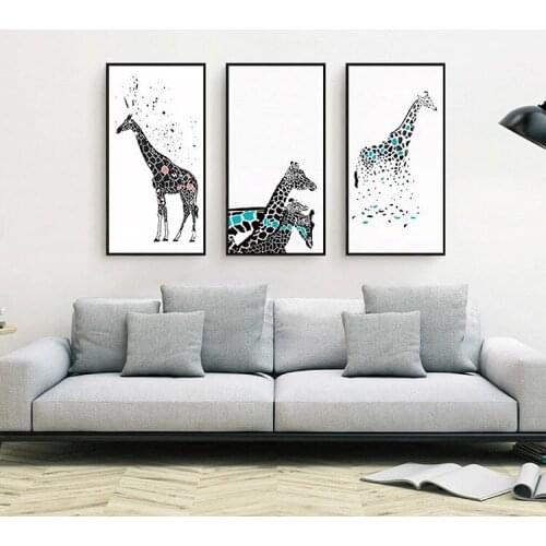 Giraffe Zebra Animal Posters Canvas Painting Wall Art Prints Giclee Artwork fNursery Decorative Picture Nordic Style Kids Decor