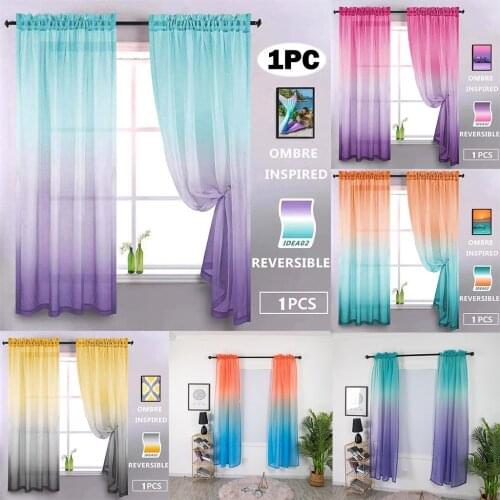 1PC Modern Gradient Color window tulle curtains for living room bedroom organza voile Curtain Drape Panel Sheer Scarf Home Decor