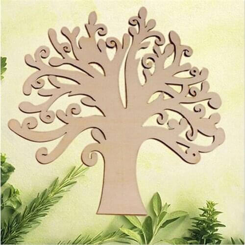 10Pcs Wooden Autumn Tree Craft Craft Blank Wedding Guestbook Decoupage Family Home Decor Hollow Carved Laser Wood Chips