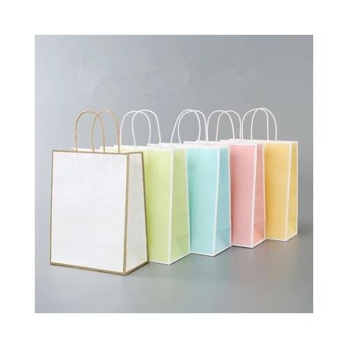 10pcs/lot Kraft Paper Bag Tote Bag Small Gift Bag Baking Takeaway Tea Bag Shopping Clothing Bag