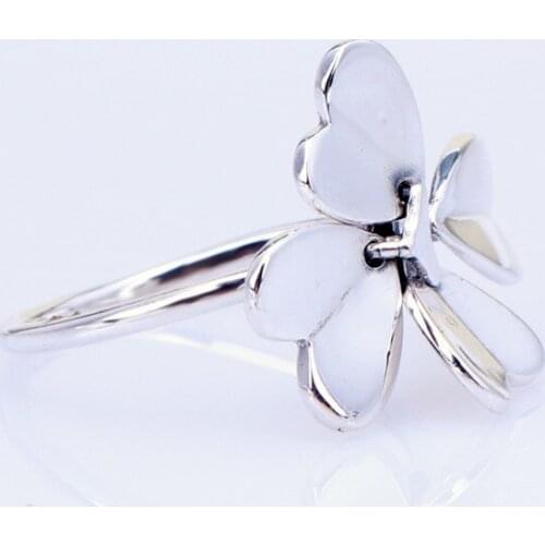 100% 925 Sterling Silver Pan Ring Creative Lucky Clover Rotate Ring For Women Wedding Party Gift Fashion Jewelry