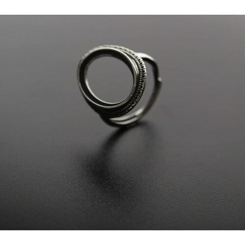 13x18MM Antiqued Style Solid 925 Sterling Silver Oval Cabochon Bezel Adjustable Ring Settings DIY Jewelry Supplies 1223101