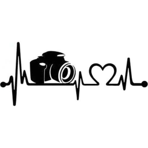 19.1cm*8.3cm Camera Heartbeat Lifeline Vinyl Stickers Decals Car-Styling Black/Silver S3-4940
