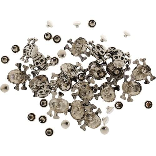 20 Sets Rivets Applique Sewing Crisscross Skull For Sewing Diy Bags Leather Bracelet Clothes - 16X12mm