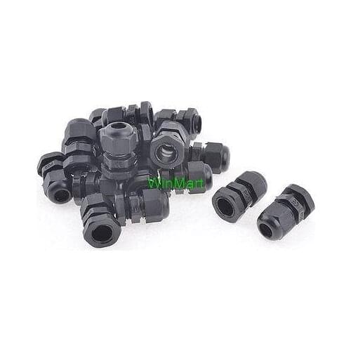 20 Pcs Waterproof PG9 Plastic Cable Glands Fasteners Black