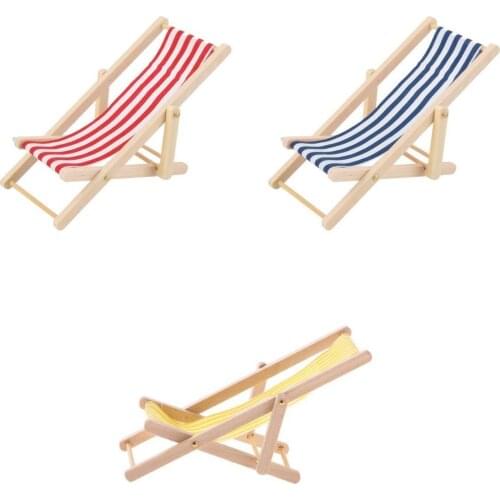 3PCS 1:12 Scale Dolls House Miniature Garden Beach Furniture Toys Seaside Beach Deck Chair Toy Set for Kids Children