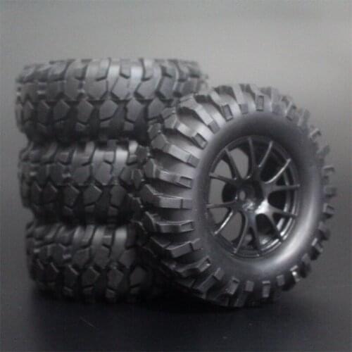 4x 1.9Inch 96mm Rubber Tires Plating Wheel Rims For D90 D110 SCX10 CC01 RC Rock Crawler Truck Climbing Off-Road Car