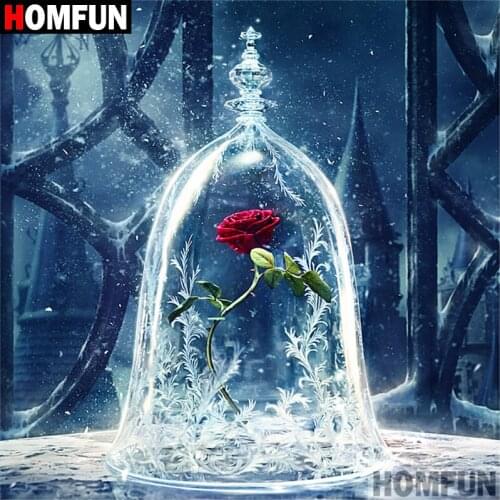 HOMFUN 5D DIY Diamond Painting Full Square/Round Drill "Red rose" 3D Embroidery Cross Stitch gift Home Decor A01974
