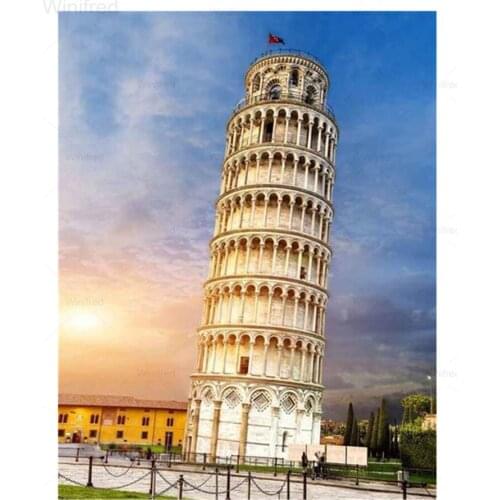 5D Diamond Painting Torre Pendente Di Pisa Diamond Mosaic Diy Full Round Embroidery Cross Stitch Rhinestone Italy Home Decor
