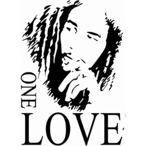 Bob Marley portrait stickers "One Love" music quotes vinyl wall decals home club decoration black mural wallpaper 60*45cm