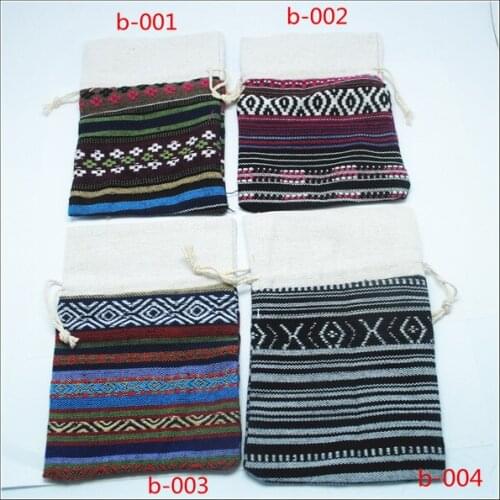 5pcs Bohemian Gift Pouches new jewelry bags size 11x16mm Colorful Stripe Pattern Jewelry Packaging Bags Ethnic Fabric Pouches