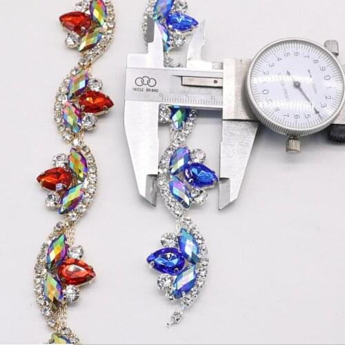 10Yards Rhinestone Chain Gold Clear Trims for Hair Dress Collar Garments Sewing Accessory Free Shipping