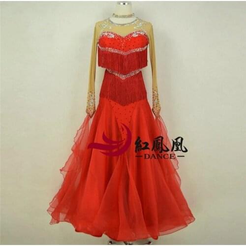 Colorsrhinestones Ballroom dance competition dress standard dresses modern dance costume ballroom waltz dress luminous costumes