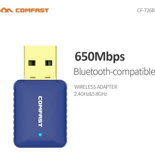 Comfast CF-726B Wireless Wifi Adapter 650Mbps Antenna Dongle Receiver 2.4G&5.8Ghz Network LAN Card USB Bluetooth 4.2