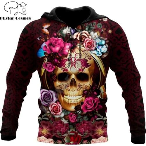 Floral Skull Art 3D All Over Printed Fashion Hoodies Men Hooded Sweatshirt Unisex Zip Pullover Casual Jacket Tracksuit DW0250