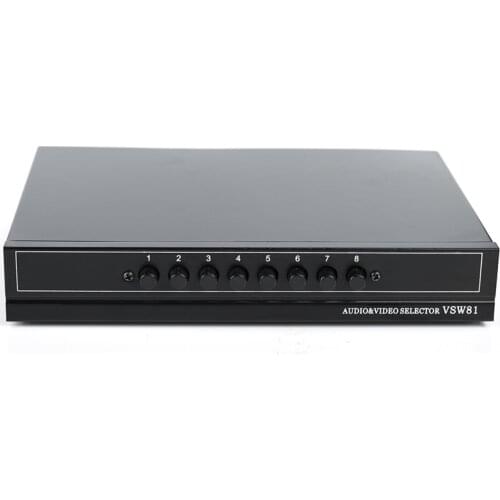 AV Switch Box 8 in 1 Out AV Audio Video Signal Composite RCA Switcher 8 to 1 Audio and Video Switcher