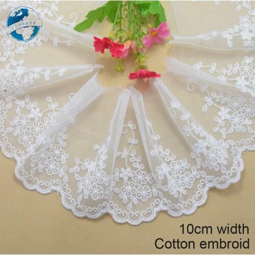 10cm Width White Embroidery Sewing Ribbon Guipure Lace Trim Fabric Warp Knitting DIY Garment Wedding Accessories #1794