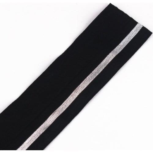 38mm Black Silver Elastic Stretch Ribbon Band Belt Webbing Tape Trim Applique Sewing Accessories cinta for Cloth 5yard/T1253