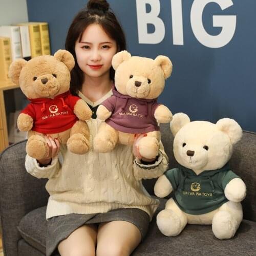 25cm Cute Sweater Bear Plush Toy Stuffed Animal Soft Plushie Brown Bear Pillow Appease Doll Toys for Girls Kids Birthday Gift