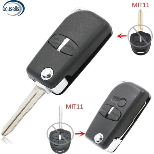 Modified Folding Remote Key Shell 2 /3 Button for-MITSUBISHI Outlander Fob MIT11 Right Blade