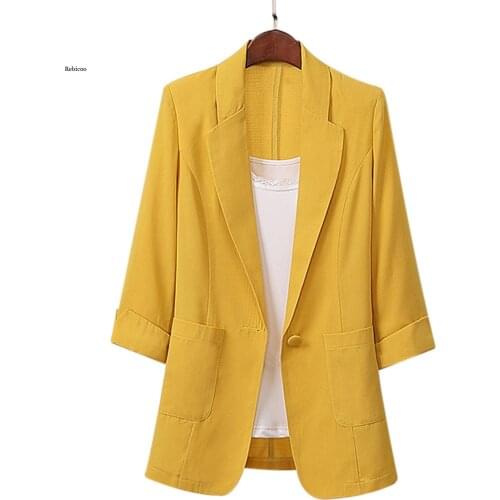 Fashion Cotton And Linen Long And Large Size Suit Jacket Loose Casual Fashion Suit Womens Clothing Lightweight Blazers Casual