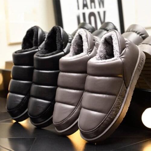 Thick Warm Casual Shoes Men Winter Waterproof Snow Boots PU Couple Ankle Boots Students Walking Footwear Flat Mens Cotton Shoes