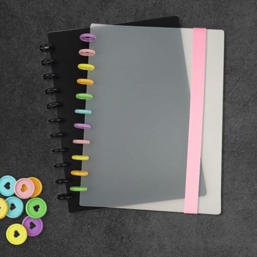 DIY A4 Notebook Set Mushroom Hole Notebook Cover Binding Discs Buckle Elastic Strap Simple College Office Diary School Supplies