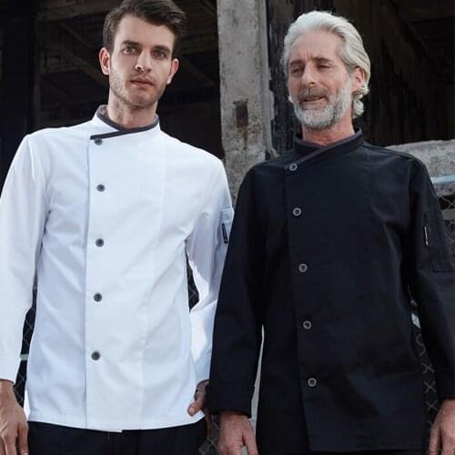 New!Restaurant&Bakery Bar Kitchen Man Breathable Chef Jacket,Long Sleeve Catering Work Uniform,Food Service Chef Cooker Wear,G1