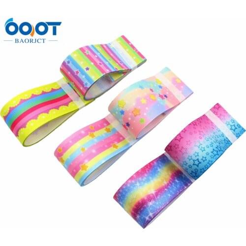 OOOT BAORJCT L-20406-233,38mm,10yards Colorful stars geometric Printed grosgrain Ribbons,bow cap DIY accessories decorations