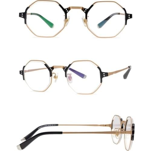 Belight Optical New Arrival Titanium with Acetate Frame Men Cutout Design Prescription Eyeglasses Retro Frame Eyewear S3065