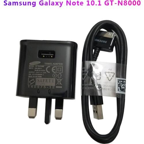Original Charger 5V2A UK Samsung GT-N8000 Tablet PC Note10.1 N8010 Data Cable For Galaxy N5100 N5110 P7510 P7300 P6200 P3100