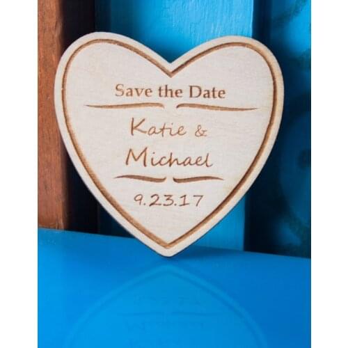 Personalized heart rustic Wedding wooden Save the Date Magnets bridal shower party favors company gifts invitations inserts