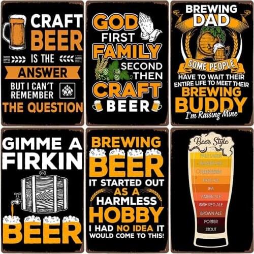 Beer Craft Vintage Drinks Metal Darts Signs Plates Plaques Funny Paintings Decoration Wall Poster Retro Home Decor 20x30cm