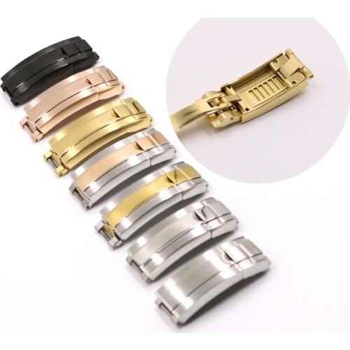 CARLYWET 9mm x 9mm Brush Polish Stainless Steel Watch Band Buckle Glide Lock Clasp Steel For Bracelet Rubber Leather Strap Belt