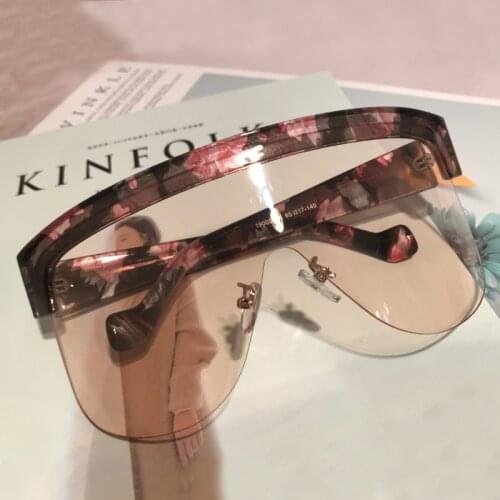 Half Frame One Piece Square Sunglasses For Women Luxury Brand Sun Glasses Big Frame Female Retro Shield Shades Men Print Eyewear