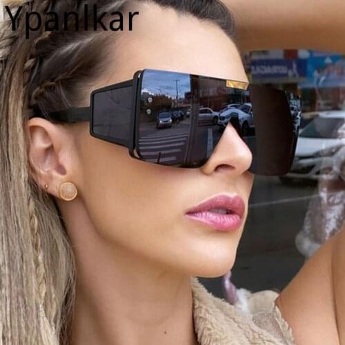 Oversized Sunglasses Men Women Big Frame Vintage Flat Top Punk Sunglasses Female Fashion Clear Shades High Quality Sun Glasses