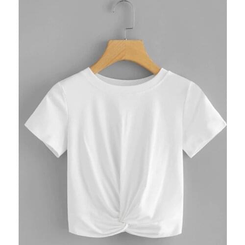 Sport Women Crop Top Short Sleeves Yoga Shirt Knotted Push Up Sports Top Breathable Spotr Wear For Women Gym