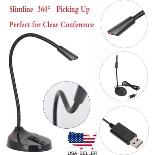 360° Routation Flexible Stand Mini Studio Speech Microphone 3.5mm Plug Gooseneck Wired Microphone for Computer PC Desktop