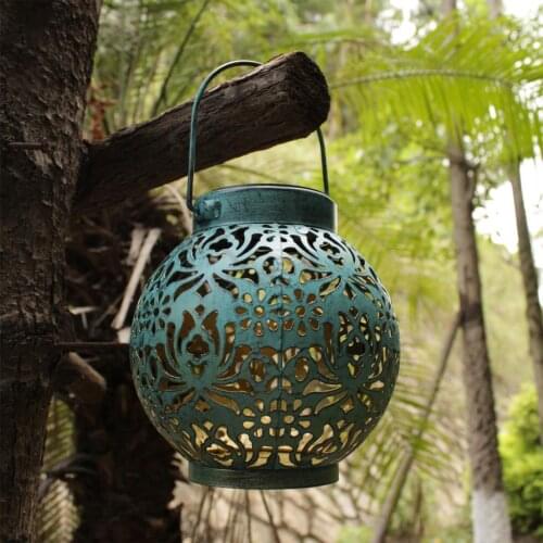 LED Solar Powered Lamp Garden Decoration Hanging Lantern Waterproof Hollow-out Landscape Light Projection Sunlight For Courtyard