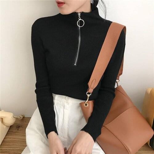 Zipper Turtleneck Sweater Womens Sweaters 2020 Winter Clothes Women Pullover Autumn Jumper Knit Sweater Women Top Woman sweaters