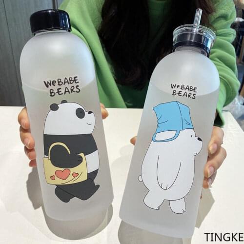 Large-capacity plastic water cup with straws Korean bottle portable handy cup large water bottle 1000ml