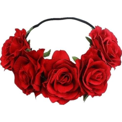 Explosive European and American bridal holiday wreath 5 artificial rose flower headband Carnival party party headwear women