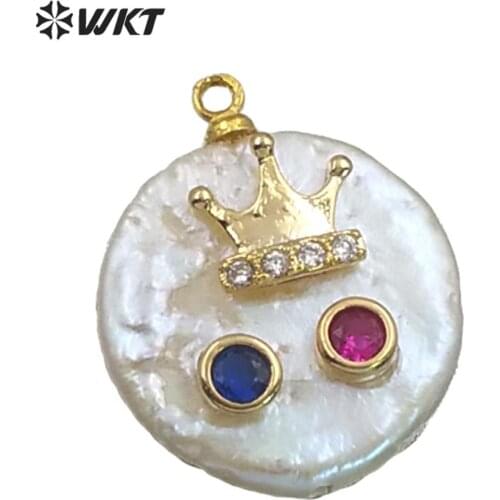 WT-MP135 natural freshwater pearl Pendant drop shape with snowflake patterns Pendant women fashion Pendant Jewelry
