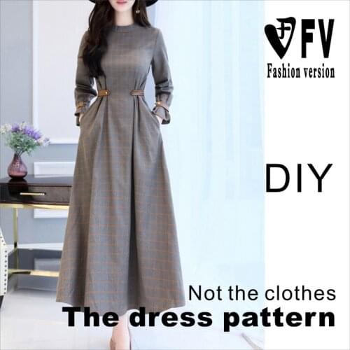 Long skirt pattern womens long sleeve dress pattern clothing design cutting drawings BLQ-329