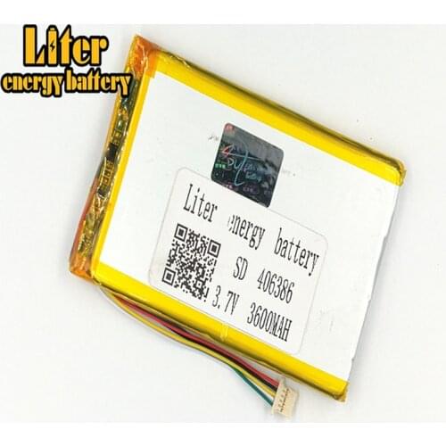 1.0MM 5pin connector 406386 3.7v 3600mah rechargeable lithium polymer Tablet PC Digital Products